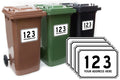 Custom Personalised Plaque Wheelie Bin Number and Road Name 4 pack