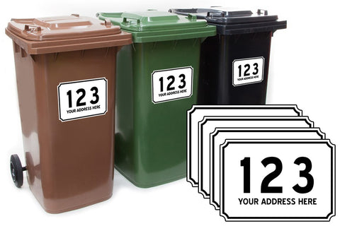 Custom Personalised Plaque Wheelie Bin Number and Road Name 4 pack
