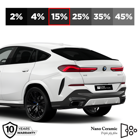 Black Crystal 15%  Twin Ply, Metalized Car Privacy Window Tint