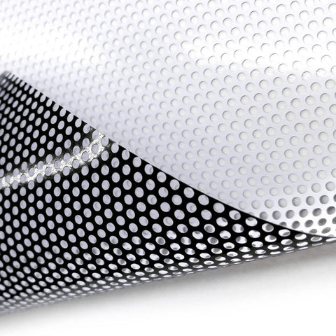 One way vision printable, a self adhesive perforated vinyl window film, custom bespoke privacy