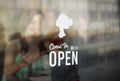 B16 - Bespoke hairdressers open sign, vinyl cut window sticker, contour cut, for commercial windows/glass or walls.