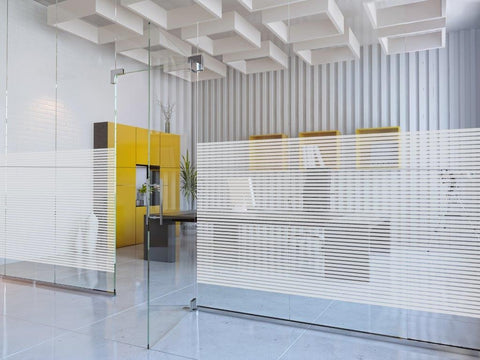 Patterned Decorative White Frosted Window Film - Privacy Frosted Glass Film SIRI LINE PATTERN