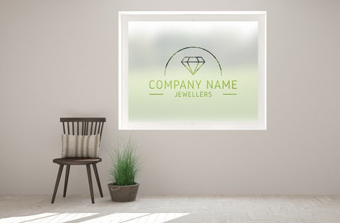 J9 - Personalised jewellery shop logo, cut out, bespoke custom, frosted, commercial window film