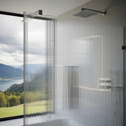 12mm Reeded Window Film, Self-Adhesive Privacy Glass Film, Reeded Pattern Decorative Window Sticker, Fluted Anti-Glare Window Film