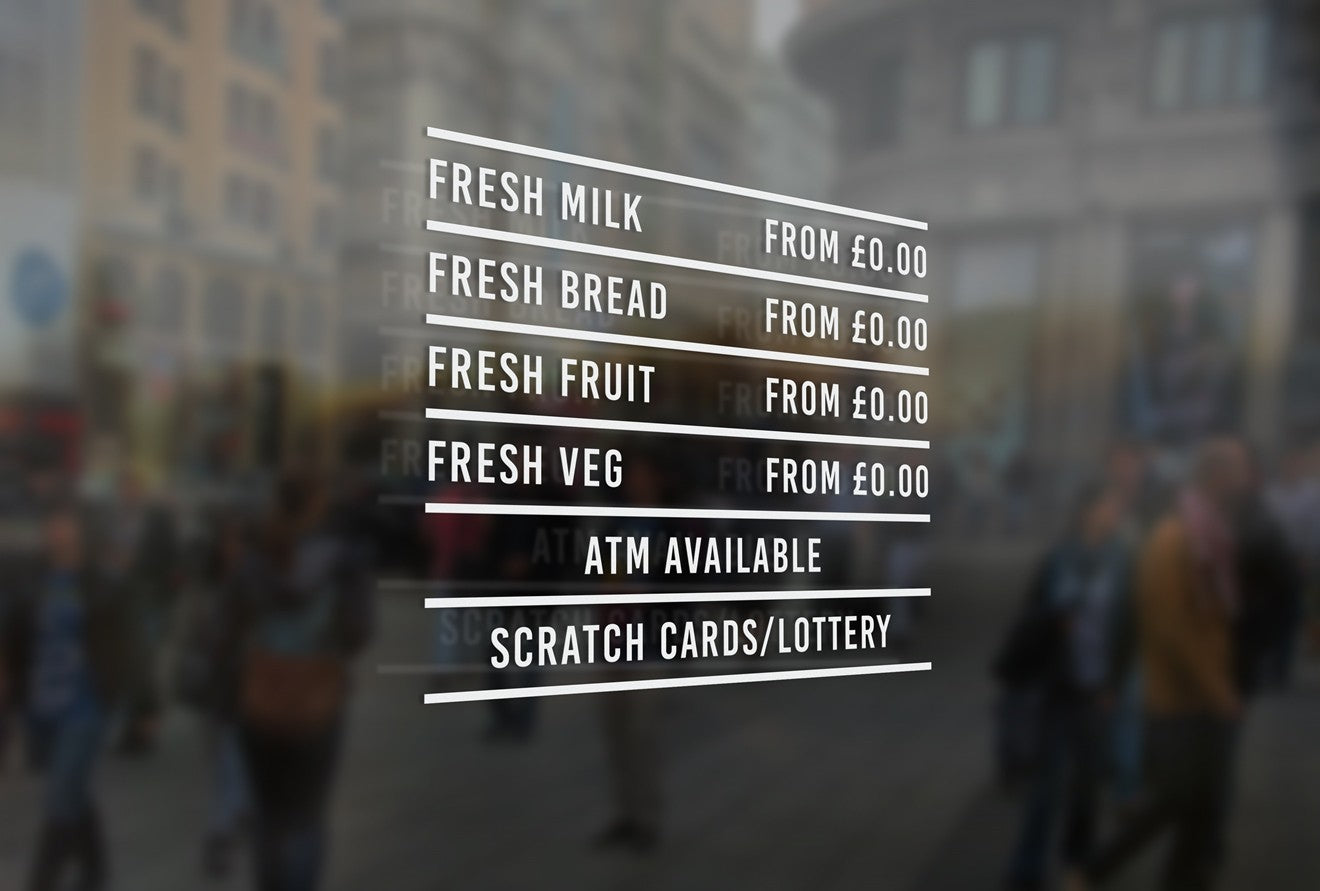 LS10 - Bespoke personalised prices, vinyl cut window sticker, contour ...