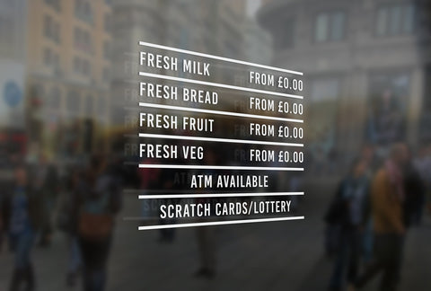 LS10 - Bespoke personalised prices, vinyl cut window sticker, contour cut, for commercial windows/glass or walls.