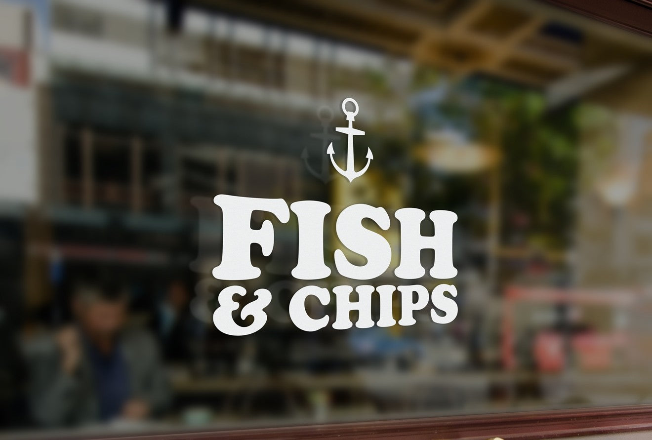Window Chip Sticker TR6 - Bespoke chip shop sign, vinyl cut window sticker, contour cut ...