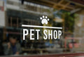P6 - Bespoke pet shop vinyl cut window sticker, contour cut, for commercial windows/glass or walls.