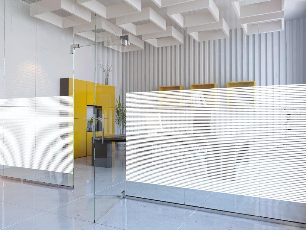 Linear Window Film Pattern 10mm Frosted horizontal Line, Decorative Patterned Window Film 50cm ...