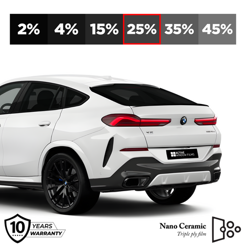 Black Crystal 25%  Twin Ply, Metalized Car Privacy Window Tint