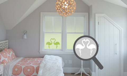 Flamingo heart cut out, bespoke, custom, frosted home window film