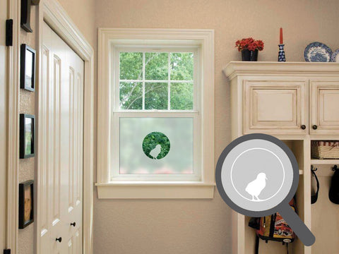 Bird in a hole cut out, bespoke, custom, frosted kitchen window film