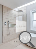 Bespoke cut out sea shell repeated pattern, custom, decorative, frosted bathroom window film.