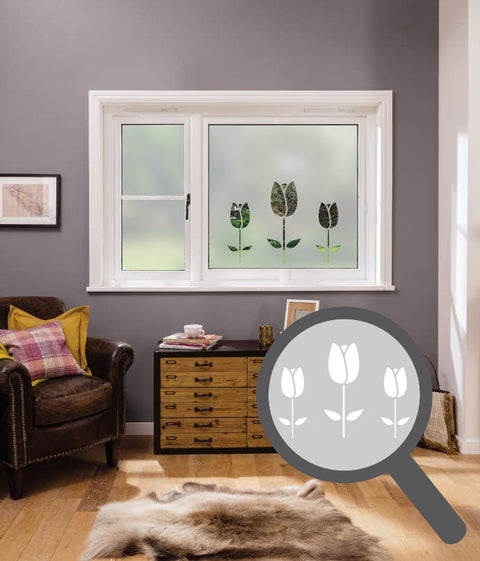 Tulips cut out, bespoke, custom, frosted home window film