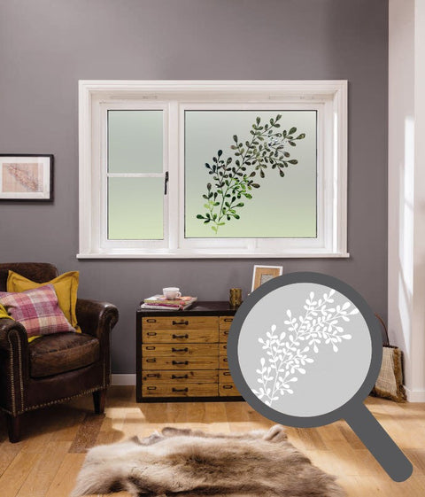 Olive Branch Cut Out Bespoke Custom Frosted Nature Window Film