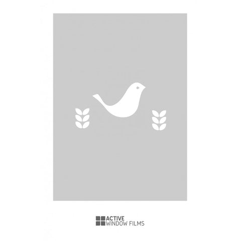 Bird & sapling cut out, bespoke, custom, frosted animal window film