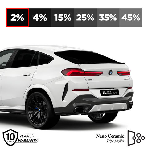 Black Crystal 2%  Twin Ply, Metalized Car Privacy Window Tint