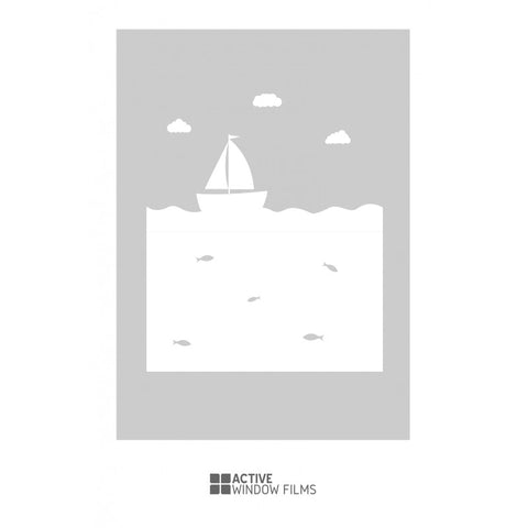 Boat scene cut out, bespoke, custom, frosted childrens window film