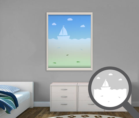 Boat scene cut out, bespoke, custom, frosted childrens window film