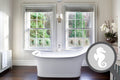 Bespoke cut out seahorse, custom, decorative frosted bathroom window film.