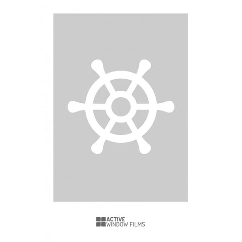 Bespoke cut out ship helm, custom, decorative frosted bathroom window film