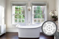 Bespoke cut out ship helm, custom, decorative frosted bathroom window film