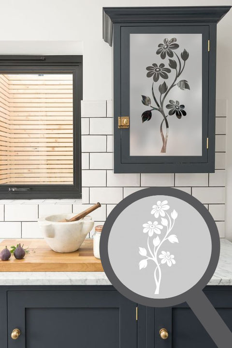 Flowers cut out, bespoke, custom, frosted nature window film