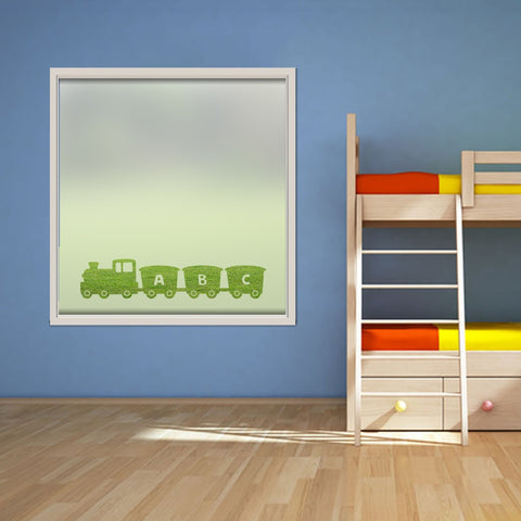 Trains cut out, bespoke, custom, frosted childrens window film