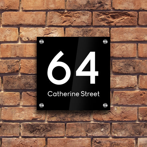Bespoke House Sign, Personalised Laser Cut, Custom Engraved Front Door Acrylic, Number Plaque  15cm x 15cm Square