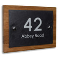 Solid Oak Wood & Natural Slate Bespoke Door Number