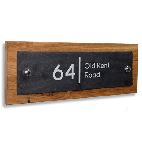 Solid Oak Wood & Natural Slate Bespoke Door Number