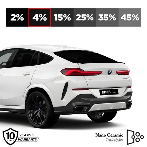 Black Crystal 4%  Twin Ply, Metalized Car Privacy Window Tint