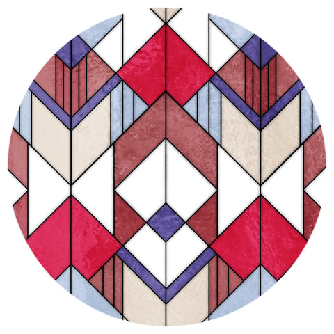 Red Geometric Art Deco Seamless Stained Glass Window Film