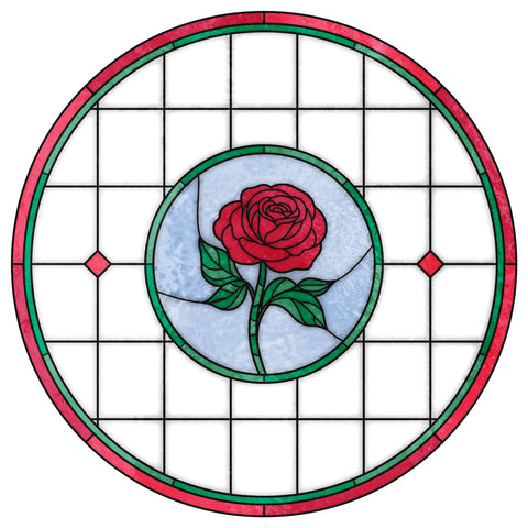 Traditional Rose Stained Glass Window Film – Custom Made to Your Exact Size