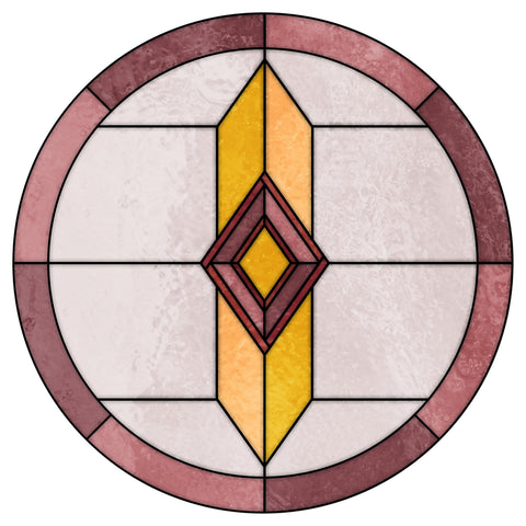 Art Deco Stained Glass Window Film – Pink, Yellow & Geometric Privacy Film