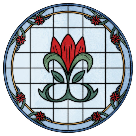 Art Nouveau Stained Glass Window Film – Decorative Floral Privacy Film