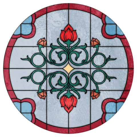 Art Nouveau Rose Stained Glass Window Film – Decorative Privacy Film