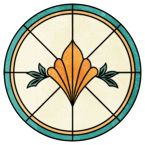 Art Nouveau Stained Glass Window Film – Yellow Floral Privacy Film