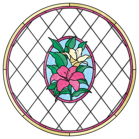 Floral Lily Stained Glass Window Film – Custom Made to Measure