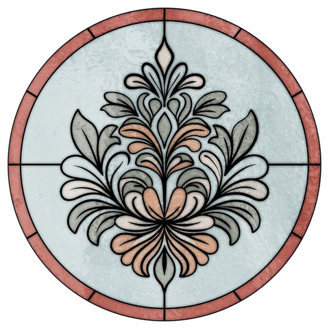 Art Nouveau Decorative Stained Glass Window Film – Soft Pink Privacy Film