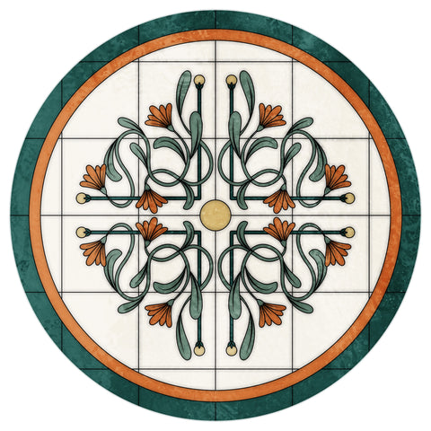 Art Nouveau Floral Stained Glass Window Film – Decorative Privacy Film