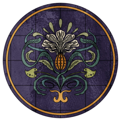 Art Nouveau Purple Stained Glass Window Film – Decorative Floral Privacy Film