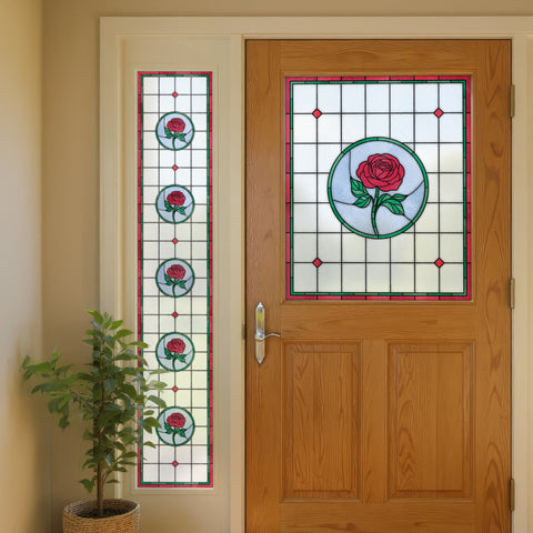Traditional Rose Stained Glass Window Film – Custom Made to Your Exact Size