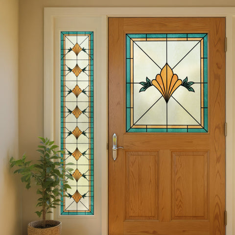 Art Nouveau Stained Glass Window Film – Yellow Floral Privacy Film