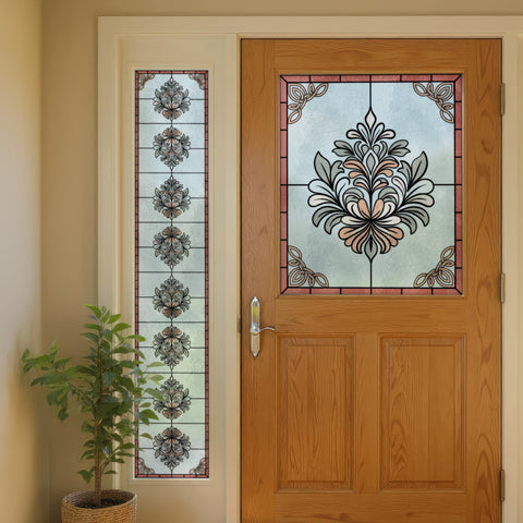 Art Nouveau Decorative Stained Glass Window Film – Soft Pink Privacy Film