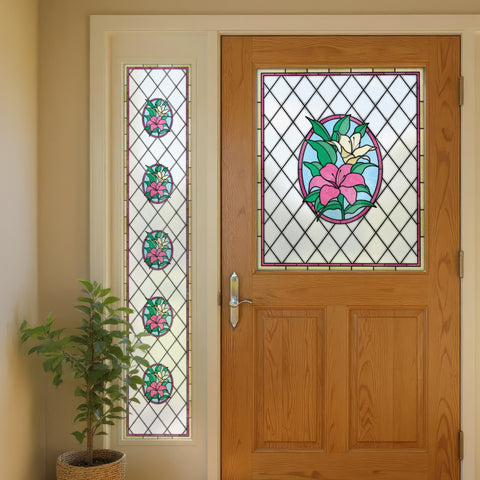 Floral Lily Stained Glass Window Film – Custom Made to Measure