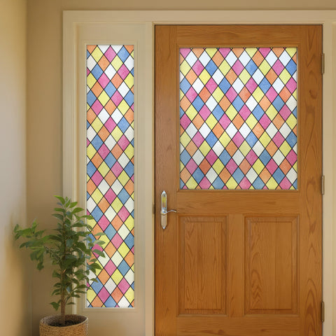 Multicoloured Diamond Seamless Stained Glass Window Film