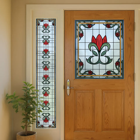 Art Nouveau Stained Glass Window Film – Decorative Floral Privacy Film