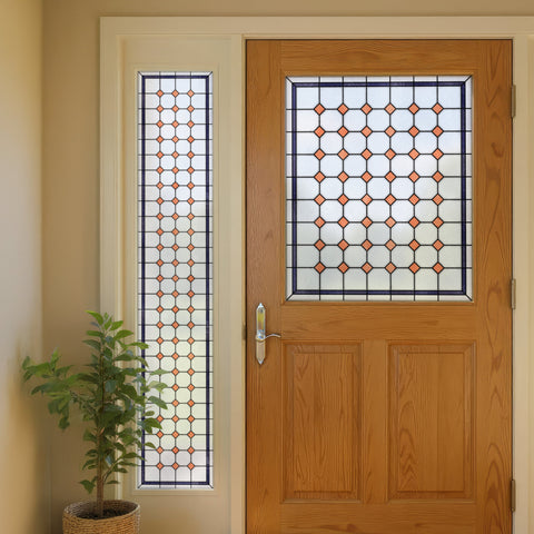 Late Victorian Diamond Lattice Stained Glass Window Film – Made to Measure