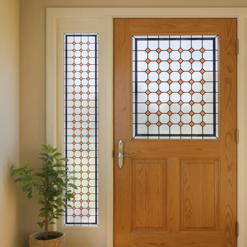 Late Victorian Diamond Lattice Stained Glass Window Film – Made to Measure